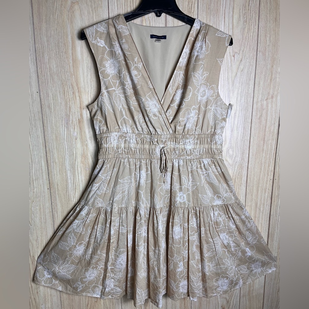 Tommy Hilfiger Beige and White Floral Midi Dress